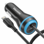 Moxedo Car Charger 60W Power Delivery 3.0 USB-C Port with Built-In Lightning Cable