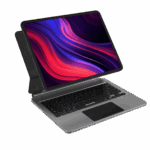 Moxedo Magic Wireless Keyboard with Smart Multi-Touch Trackpad USB-C Charging Port RGB Backlight with Leather Back Case Compatible for iPad 13 Air 2024 / iPad 12.9 Pro