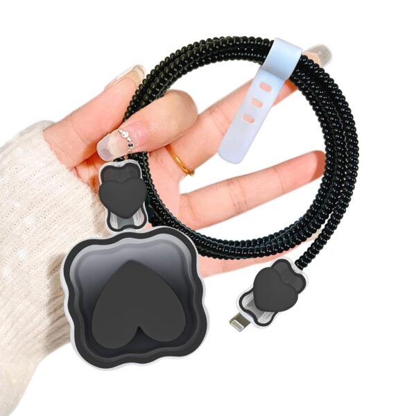 20W UK Standard Fast Charging Cable Protector with 3D colors Heart  Pattern