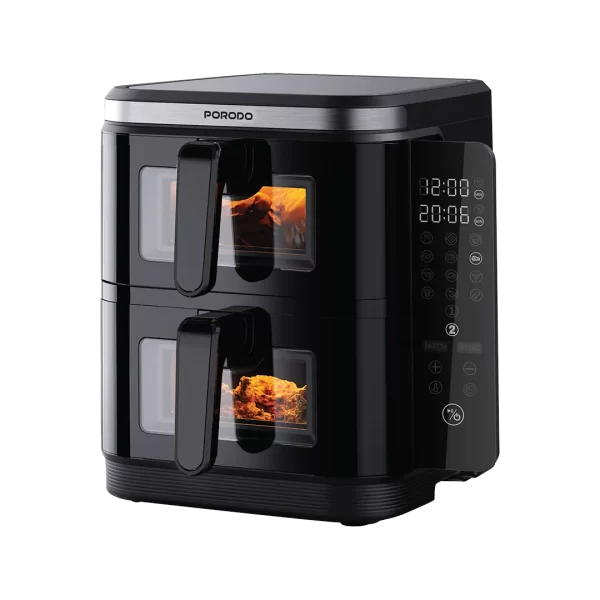 Porodo Lifestyle Double Stack Air Fryer with 12 Presets - Black