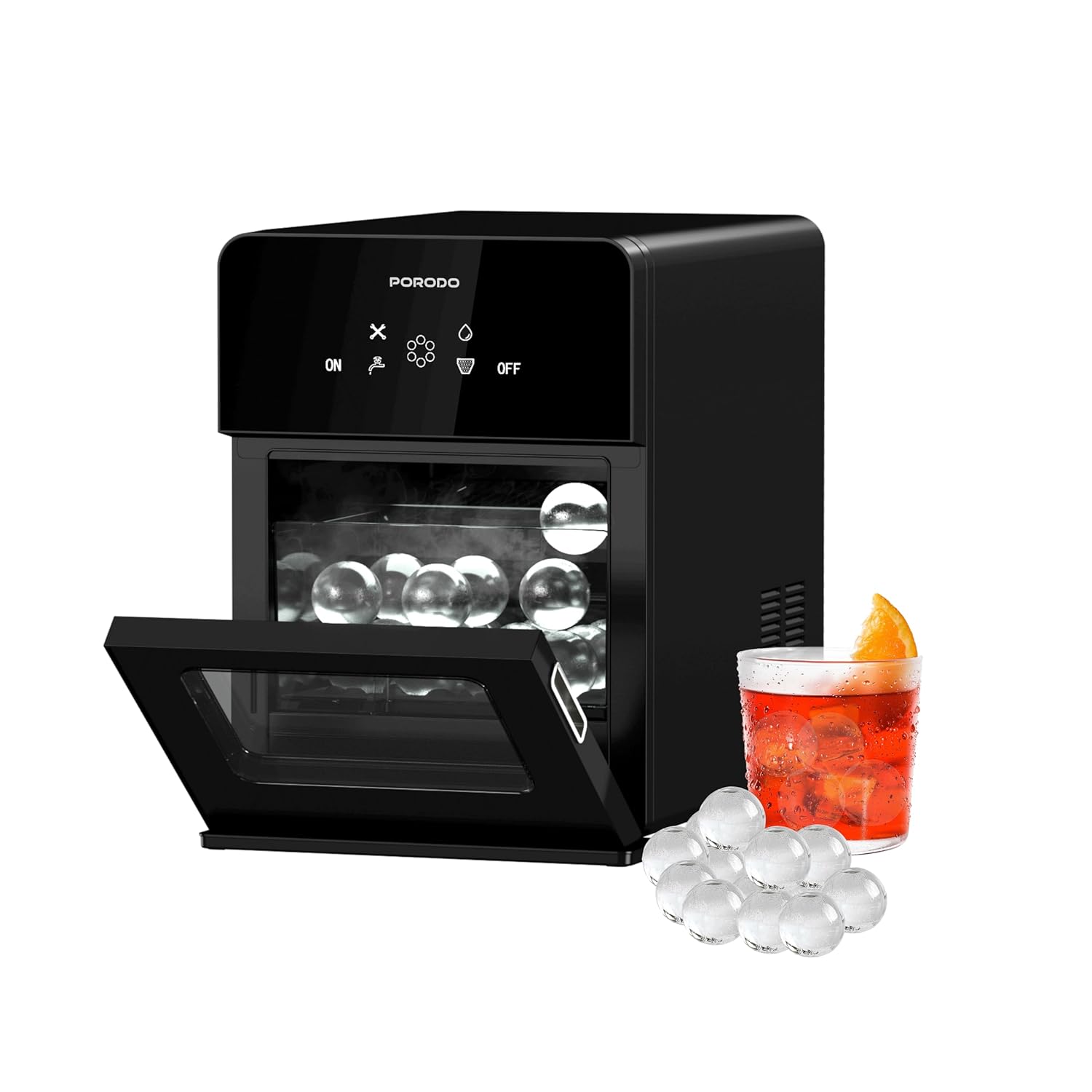 71iik5EbggL._SL1500_ Porodo Sphere Ice Maker Countertop 250W, Auto-Cleaning, 160 Bullet Ice Cubes Daily (10kg/24H), 1.6L Water Tank - Image 1