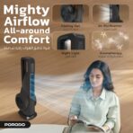 Porodo Lifestyle Coolbreeze 70W Smart Tower Fan with Aromatherapy & Air Purification - Black - Image 7