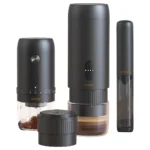 Lepresso Brewology Coffee Kit (Espresso Maker, Rechargeable Grinder & Milk Frother) - Black