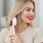 Porodo 2-In-1 Hair Dryer & Straightener Brush with Smart Temperature Control - Pink - Image 2