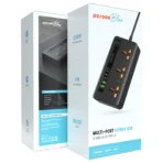 Porodo Blue 3 AC Power Socket With 2XUSB-A, 3XType-C 2M 3000W - Black - Image 2