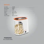 Porodo Lifestyle Air-Popped Popcorn Maker - White/Orange - Image 3