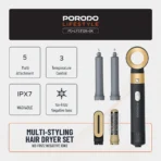 Porodo Lifestyle Multi-Styling Hair Dryer Set - Black - Image 12
