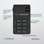 ⁦Powerology 2500w 4 AC Power Strip with Built-In Retractable Cables - Black⁩ - الصورة ⁦6⁩