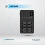 ⁦Powerology 2500w 4 AC Power Strip with Built-In Retractable Cables - Black⁩ - الصورة ⁦3⁩