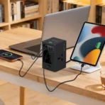 Porodo Universal GaN Multi-Port Cube Adapter with 4 AC Sockets - Black - Image 4