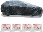 4 Packs Disposable Car Cover Clear Plastic Universal Rain Dust Garage Cover