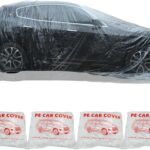 4 Packs Disposable Car Cover Clear Plastic Universal Rain Dust Garage Cover